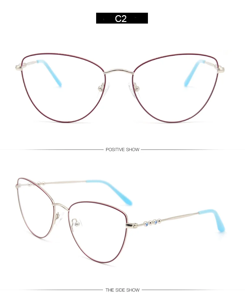 New Fashion Trendy Women Metal Cat Eye Frames Optical Eye Glasses Eyeglasses