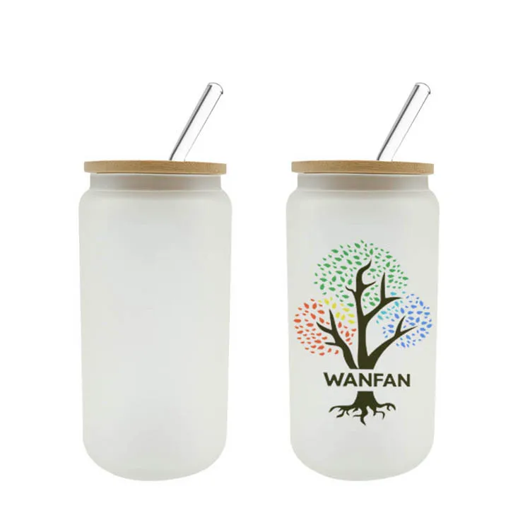 

Ready To Ship Rts 16oz 20oz Frosted Soda Beer Sublimation Drinking Glass Can Tumbler with Bamboo Lid and Straw, Gradient, sublimation