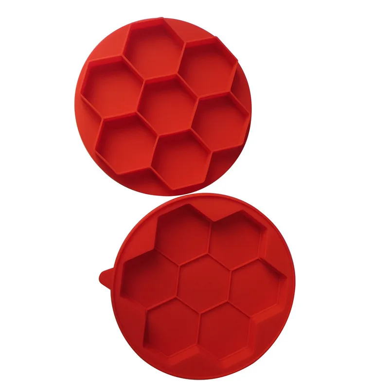 

0431 DIY 7 with hexagonal hamburger patty cake baking mold biscuit bread silicone mold, Red