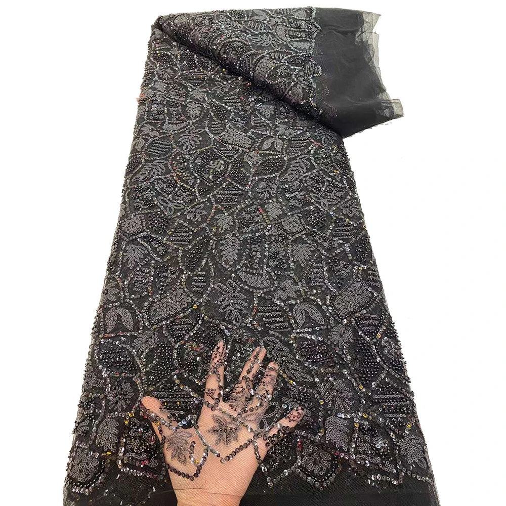 

Sparkling Sequins Lace Fabric For Bridal Dress Pure White Beaded Embroidery Sequins Lace Sewing Lace Dress