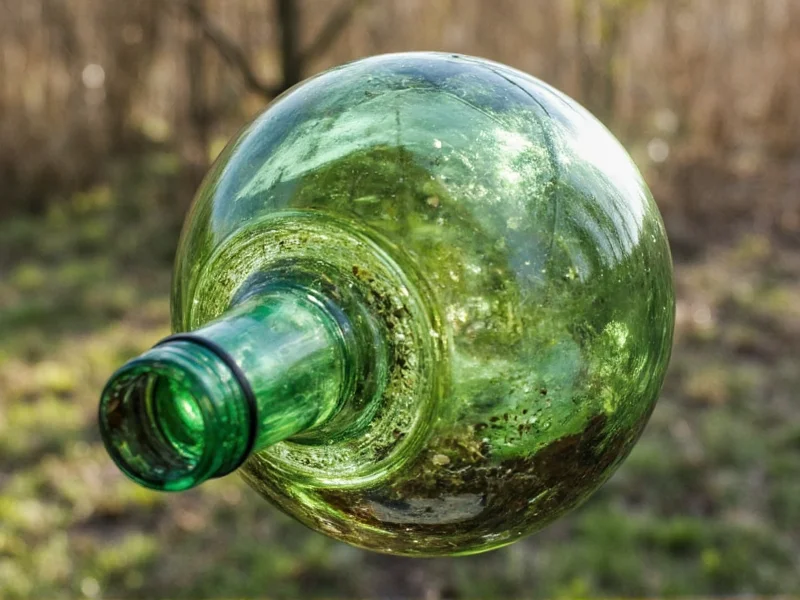 Recycled glass bottle transformed into garden observer ball