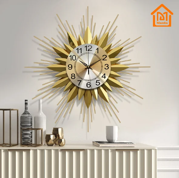 

Manufacturers direct simple living room clock metal wrought iron clock decoration personality creative mute wall clock, Black