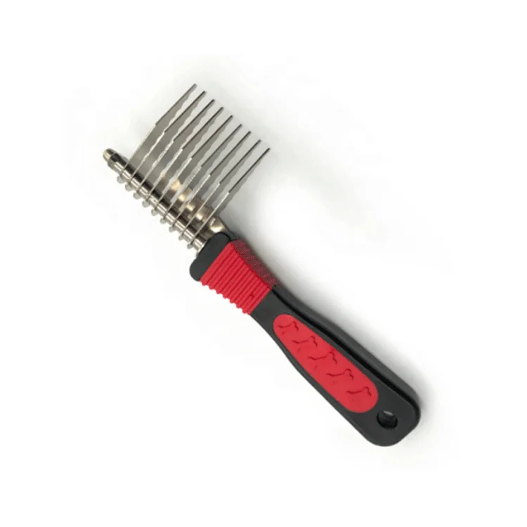 

D-220221-7 stainless steel plastic Deinsectization pet comb, Red and black