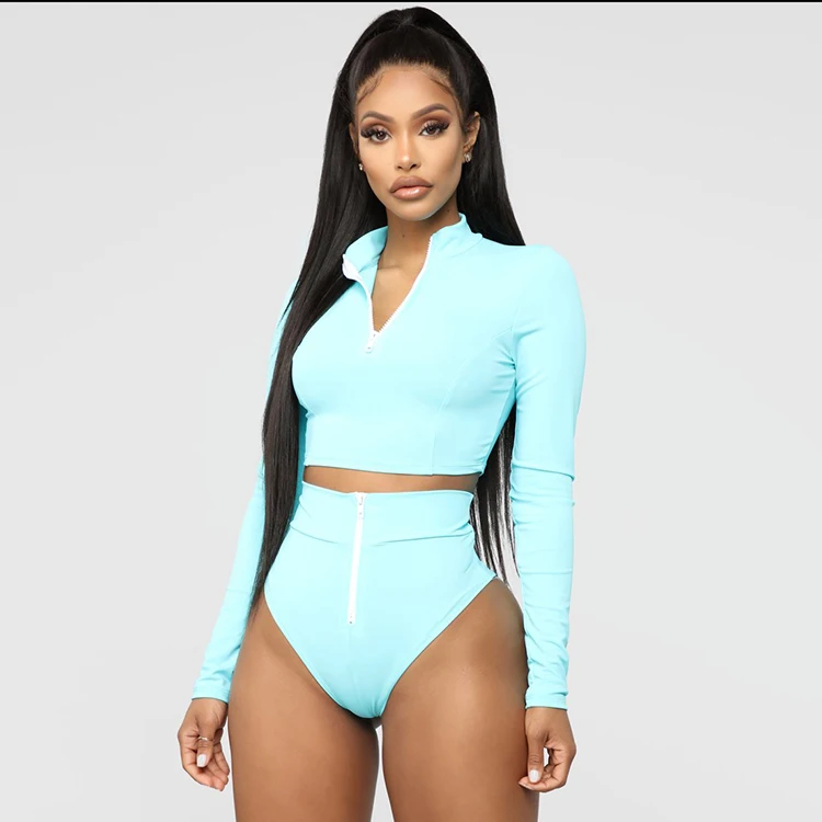 

Design Sexy Long Sleeve fashion 2020 spandex one piece woman swimwear bikini swimsuit with High Quality, Customized color