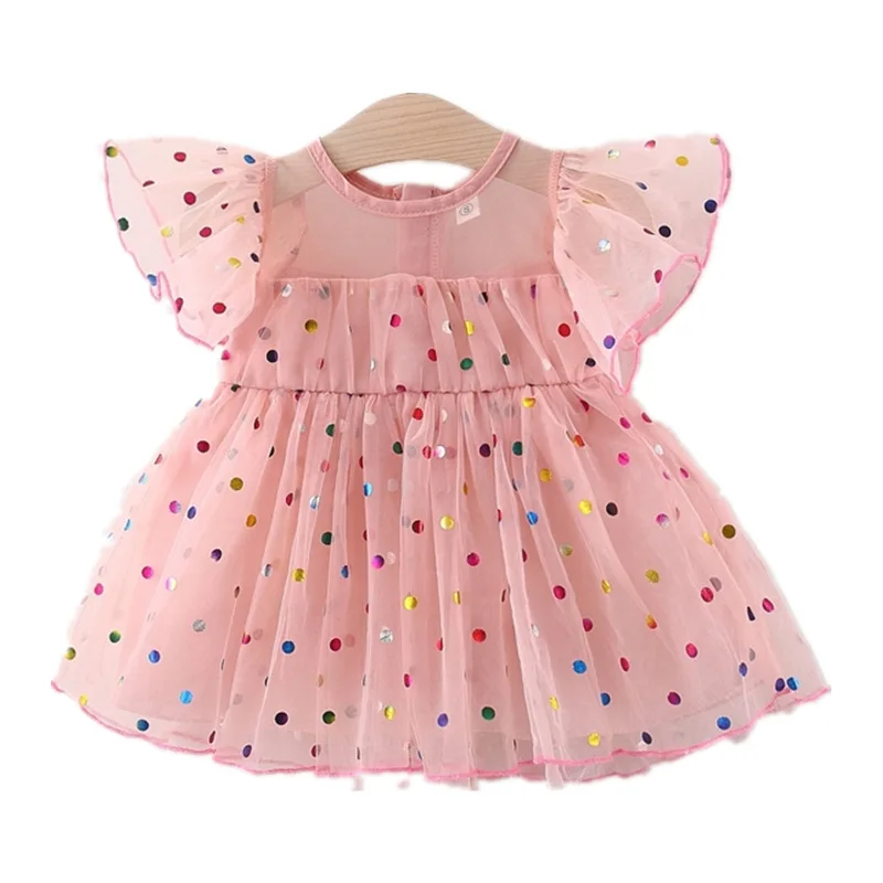 

2022 summer polka dot girls dress girls flying sleeves fashion western style princess dress tutu dress girl