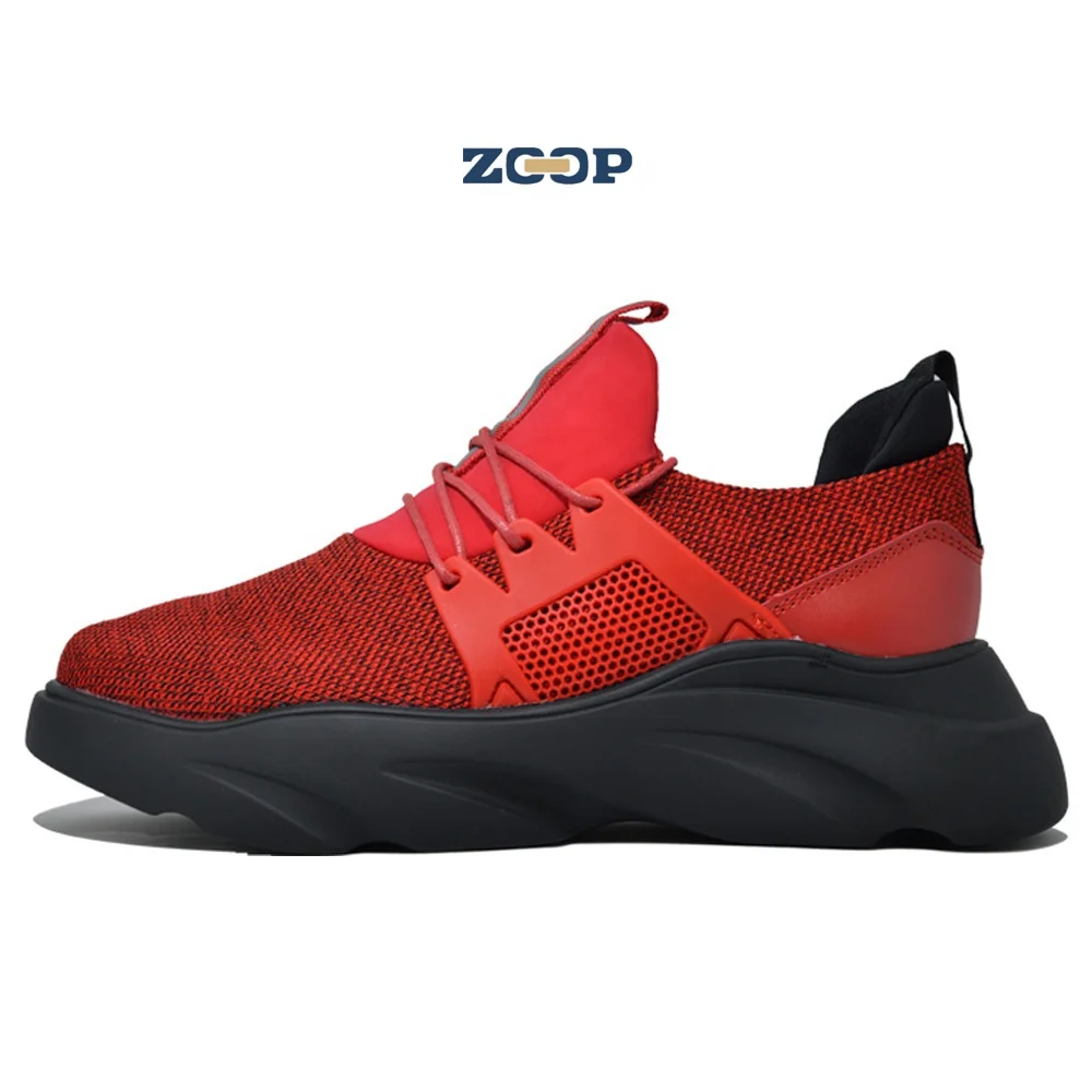 

Red mesh upper breathable shoes men pu sneakers for men, Black, red