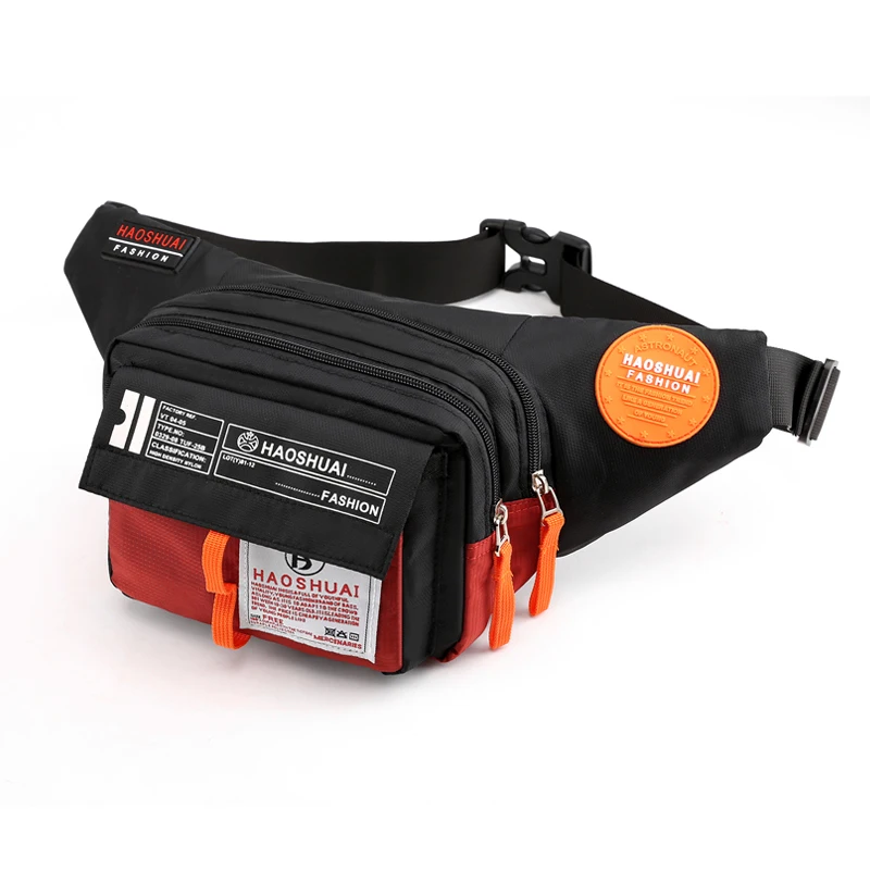 

Custom OEM waterproof nylon black men women small sport messenger running waist bag