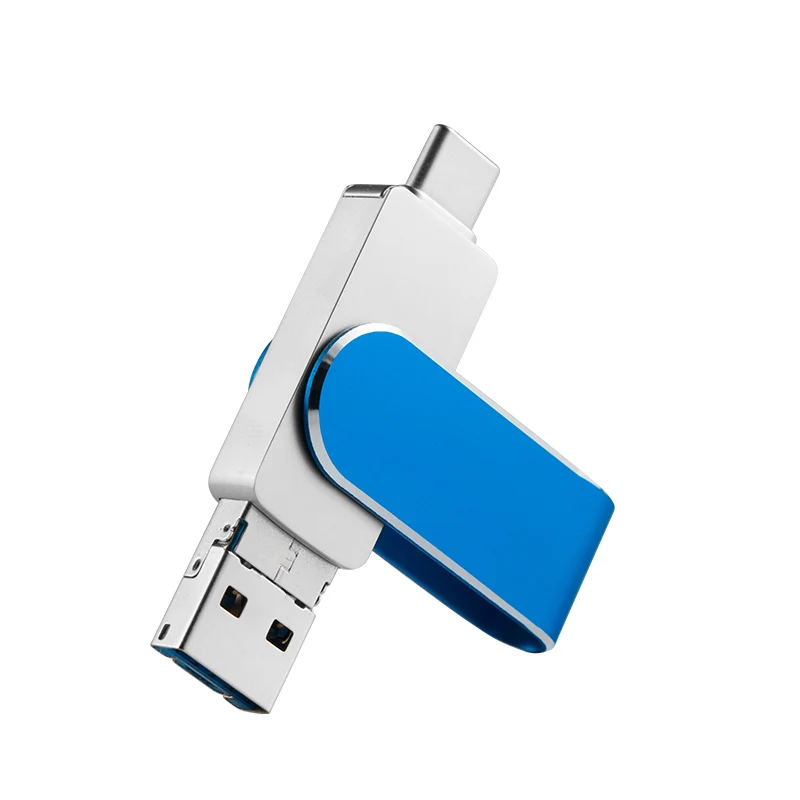 

High Quality Swivel 3 in 1 Usb 3.0 Flash Memory Pendrive C Type Metal Usb C Memory Stick With Logo