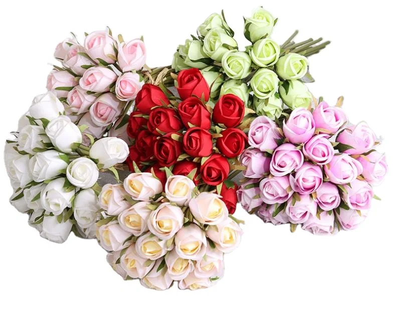 

QSLH-V017 artificial bouquet flowers 18 heads rose bouquet mini flower bouquet silk bridal flower for decor