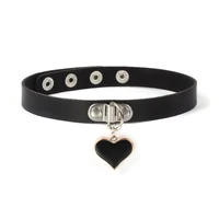 

Gothic Heart Shaped Necklace Chocker Necklace Black leather Choker