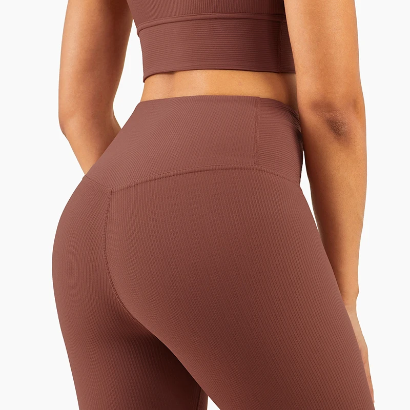 

2021 New Arrival Ribbed Gym Wear Women Plain Solid Yoga Pants High Waisted Compression Leggings Scrunch Butt Fitness Clothing, Customized color