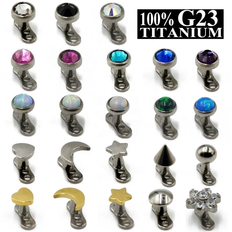 

G23 Titanium Star Dermal Anchor Opal CZ Head Skin Diver Hide In Skin Safety Piercing Tattoo Unisex Fashion Piercing Body Jewelry