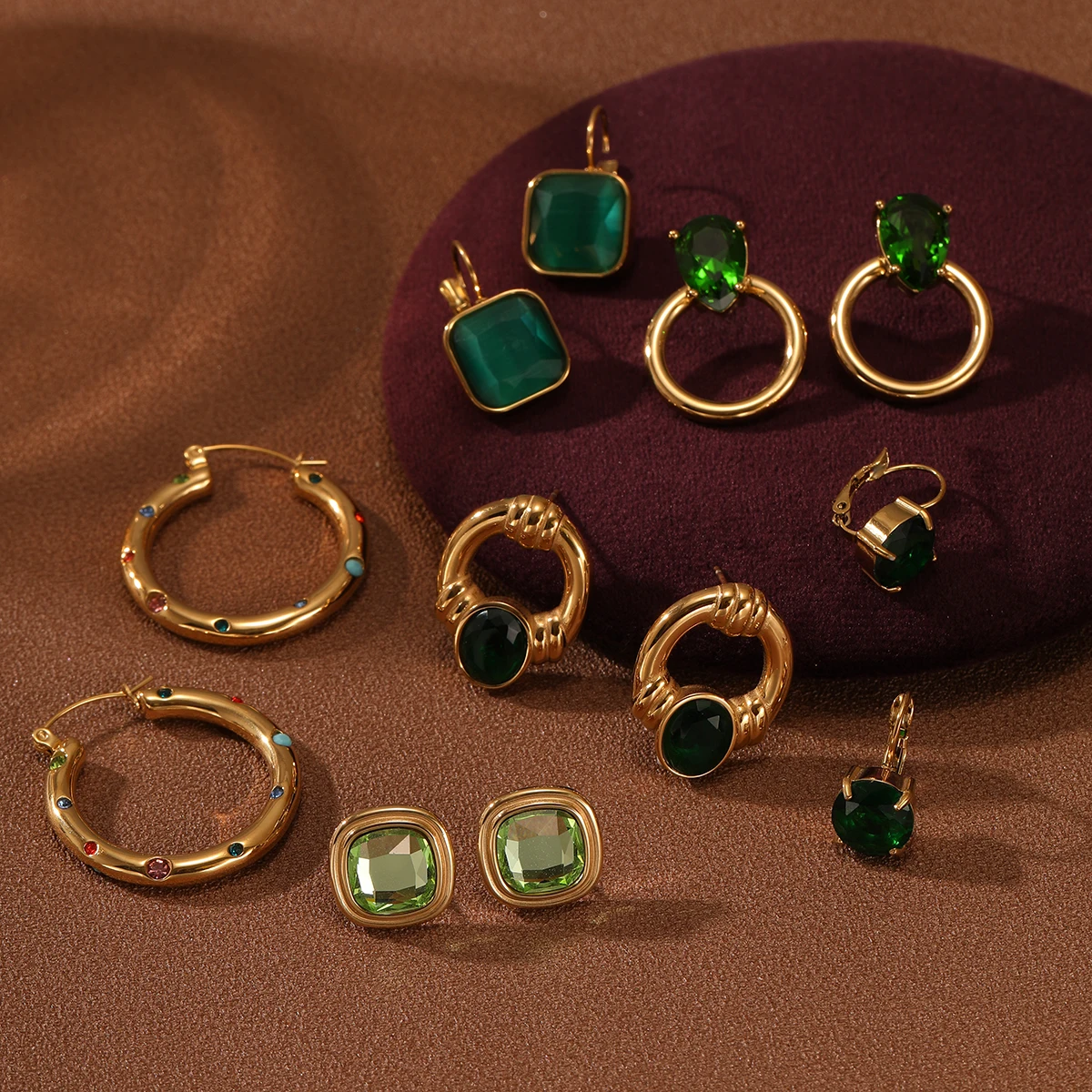

Fashion women trendy jewelry earring 2024 chunky hoop earrings stainless steel 316l diamond 18k plated gold jewelry