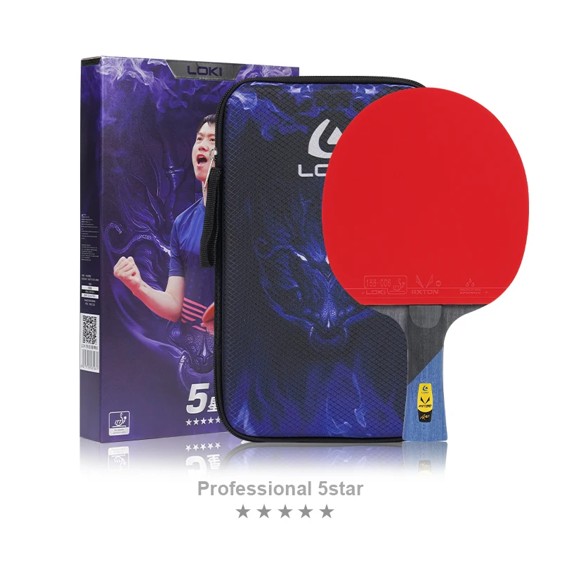 Loki Professional 5 Star Ping Pong Paddles Carbon Fiber Pro Table Tennis Racket With Portable Zipper Bag