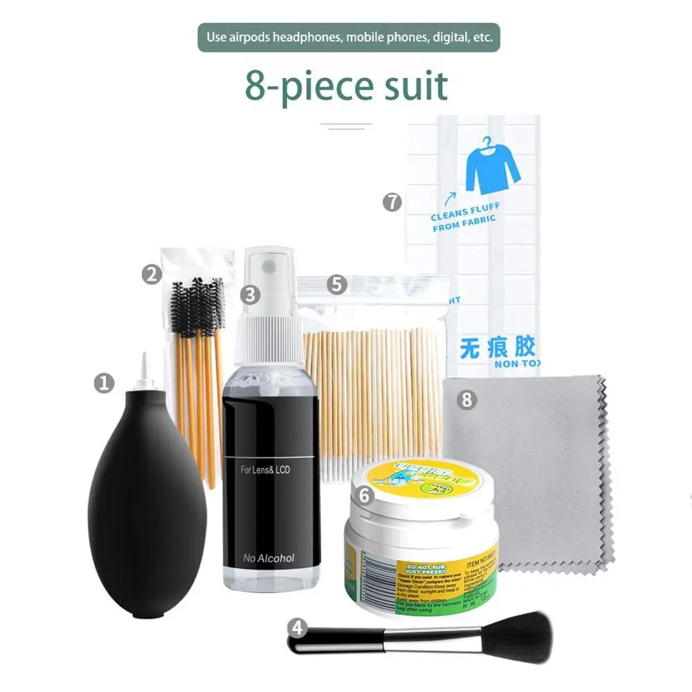 

Wireless Headphone Cleaning Kit + Solution + Brush + Cleaning Mud + Cotton Swab Blue tooth Earphone Clean T1