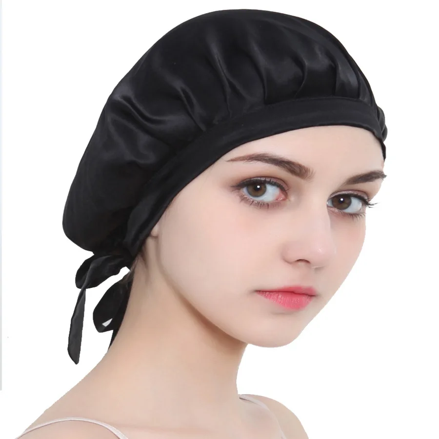 

Custom Label 2021 Amazon Hot Sell Factory Low MOQ 100% Silk Sleep Caps Hair Bonnets Sleeping Cap Women for Good Sleep