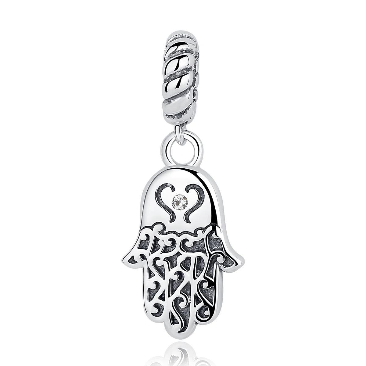 

BAMOER 925 Sterling Silver Lucky Hamsa Hand Pendants Charm fit Bracelet & Necklace for Women New Collection SCC031