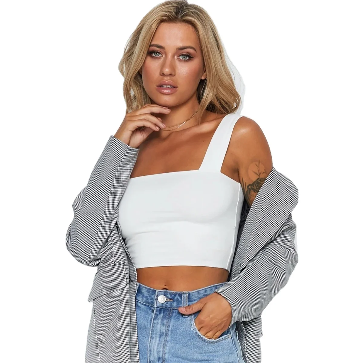 

RJ13L31 sexy sleeveless show waist tight square collar crop top women girl's mini tshirt, Shown