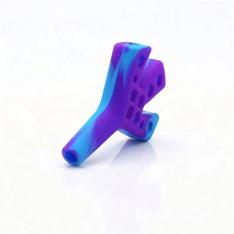 

Hot Sale Three Holes Leaves Shaped Smoking Pipe Eco-Friendly Silicone Tobacco Pipe, Random