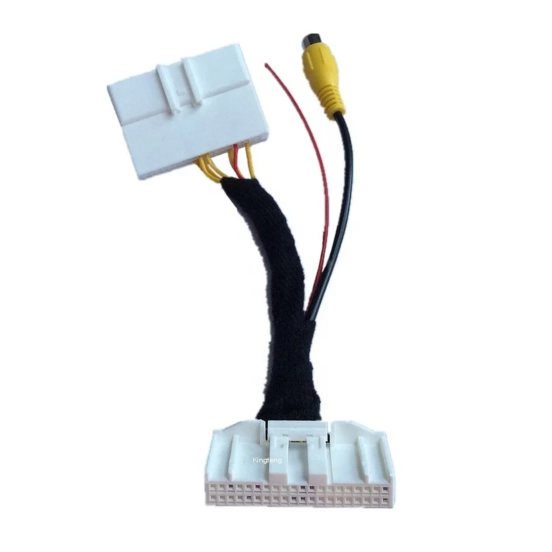 40Pins Auto Reverse Camera Adapter Wire Harness RCA Cable For Nissan
