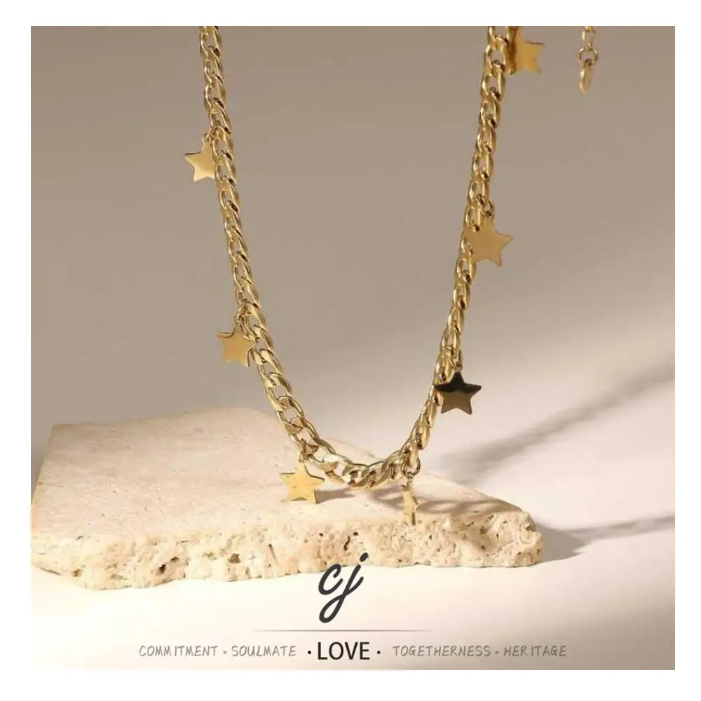 Carline Trendy Star Wholesale Fine Simple Design Jewelry Gold Plated Fashion Stainless Steel Minimalist Charm Necklace for Women