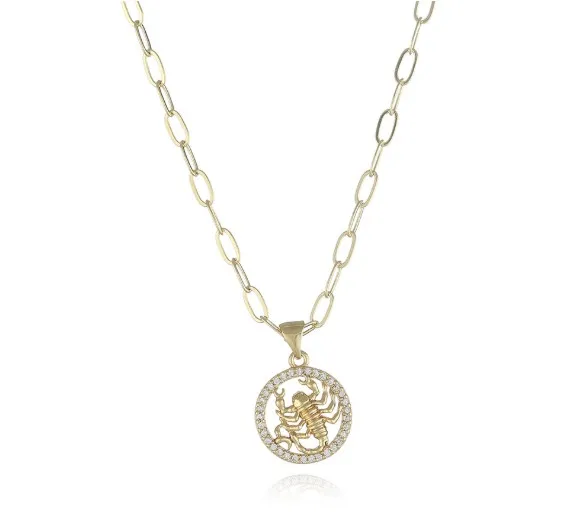 

Hot selling Twelve Zodiac Sign Necklace scorpio pendant chain, Gold