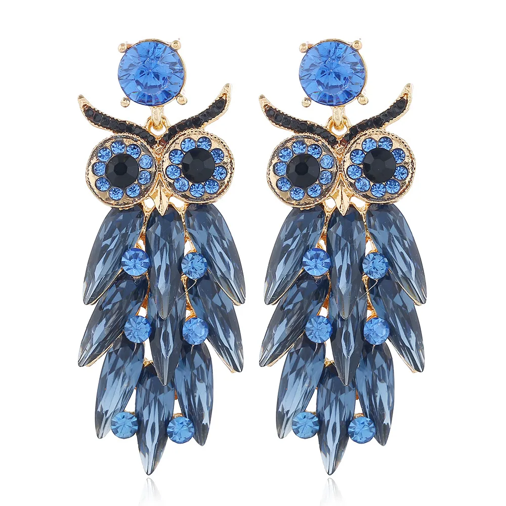 

fashion owl statement crystal yiwu chandelier earrings