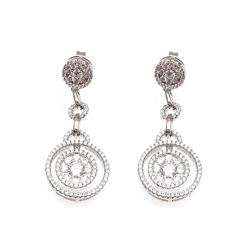 

Copper Brass Alloy Silver 18k gold plated dangle drop brass earrings Bohemian fancy earrings fashion crystal drop charm earrings