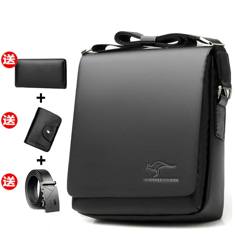 

Kangaroo Men's shoulder bag genuine leather texture bag business leisure messenger bag factory direct sales