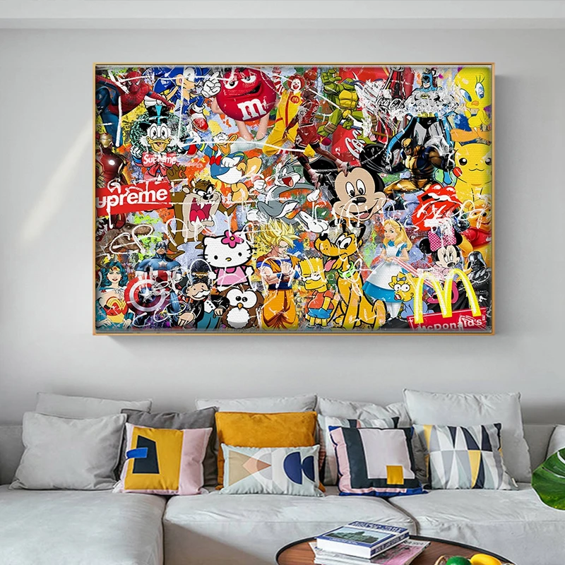 

Cartoon Fun Graffiti Pop Street Art for kids like Posters and Prints Canvas Painting Picture for Living Room Home Design Decor