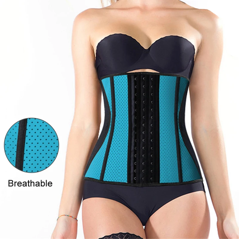 

Breathable Design High Quality Hook Gaine Amincissante Korsett Women Shape Wear Steel Bone Corset Latex Waist Trainer Fajas, Blue