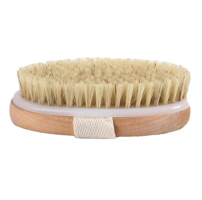 

Wholesale custom logo natural bamboo dry skin body brush boar bristles bath brush, Natural color
