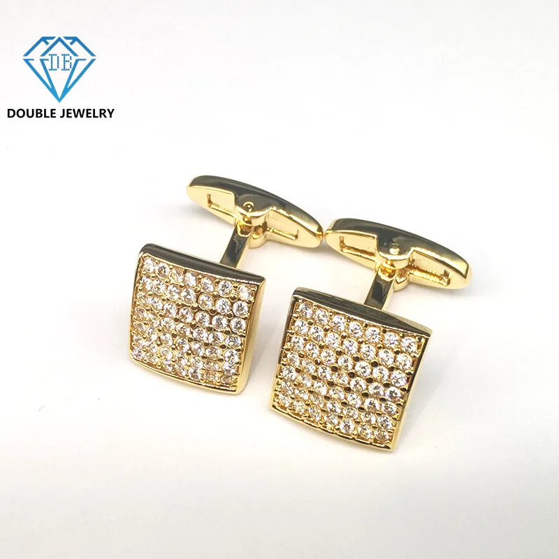 

Double Jewelry Luxury Brand Moissanite Cufflinks Luxurious Royal Wedding Cufflinks Customized Beautiful Cufflinks