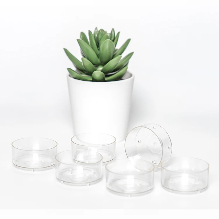 

High foot clear plastic tea light candle cups factory direct sales