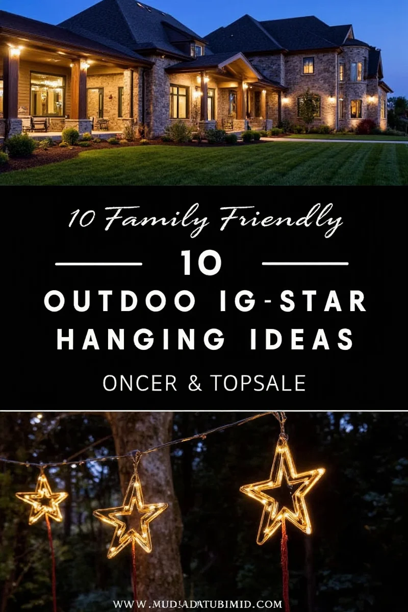 Seasonal holiday-themed star lights hanging outdoors