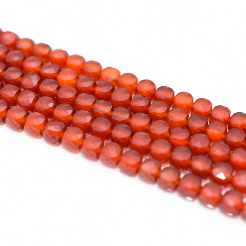 

5*5mm High Quality Natural Faceted Red Agate Beads For Jewelry Making