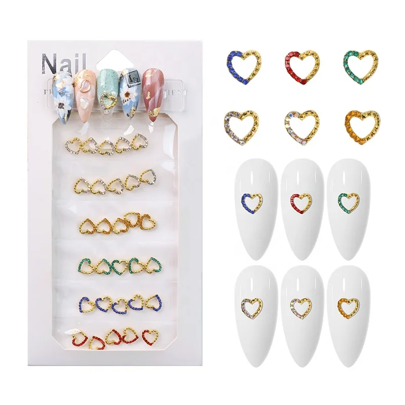 

Mix Color Alloy Lovely Heart Shape 3D Glitter Decoration Stickers Nail Art, Colorful