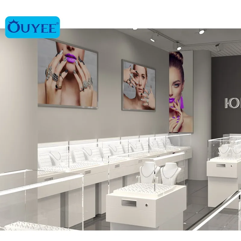 
Luxurious Jewelry Store Interior Decoration Design Store Fixtures Jewellery Display Cabinet Display Showcase 
