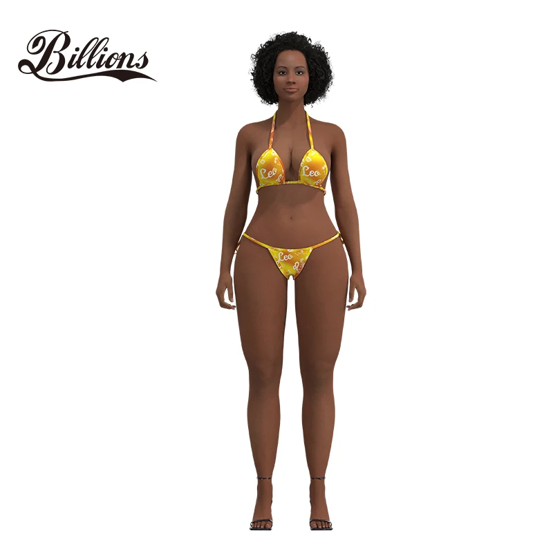 

Swim Wear zodiac bikini Solid Color Thong Bikini Ribbed Swimwear Beachwear, Customized color