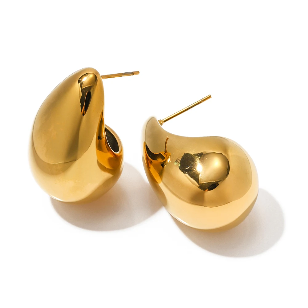

J&D Custom Anti-tarnish 18K Gold Stainless Steel Earring Women Luxury Hollow Out Tear Drop Stud Earrings