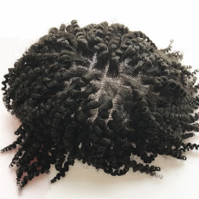 

Indian Hair Men Toupee Afro Curly Prosthesis Men Hair Braided Human Hairpiece Wigs Swiss Lace Around Pu Base