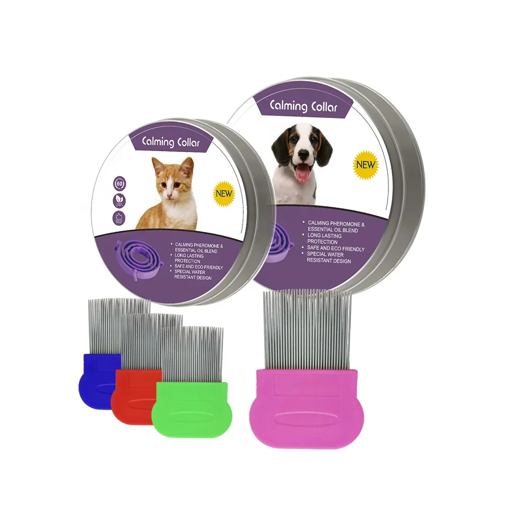 

Pheromone calming collar for cats and dogs with mini pet comb set