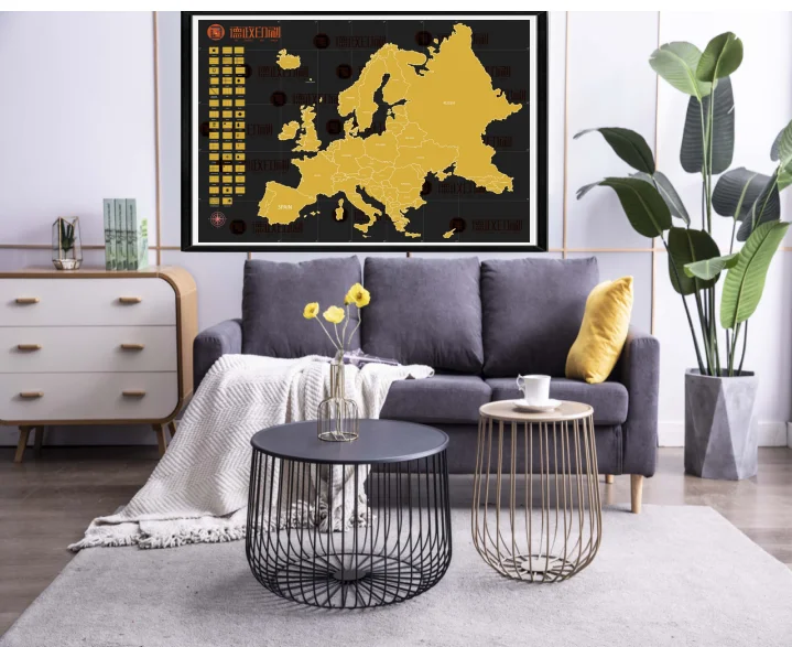 2020 New Design Personalized Design Deluxe Edition Scratch Off Europe Map For Traveler with flags,with custom logo
