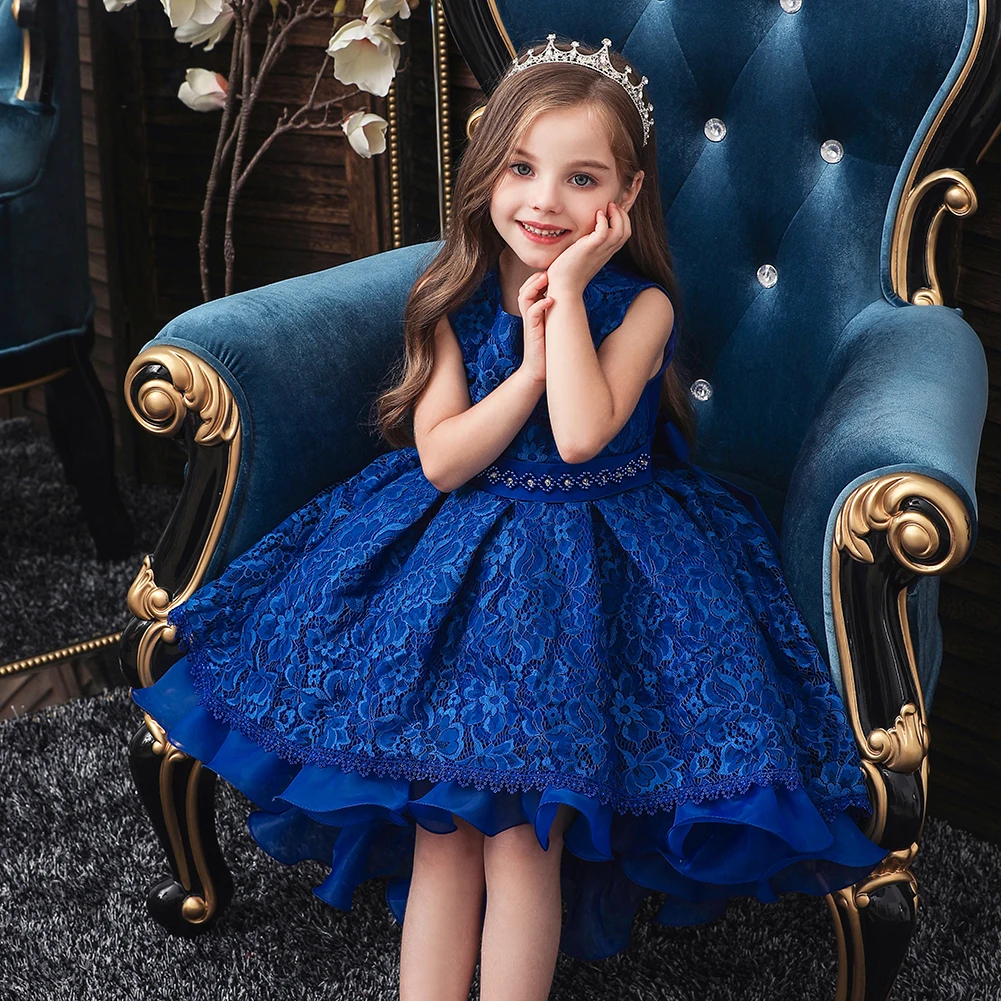 Boutique Tween Girl Party Dress Clost Blue Princess Hi Low Wedding ...