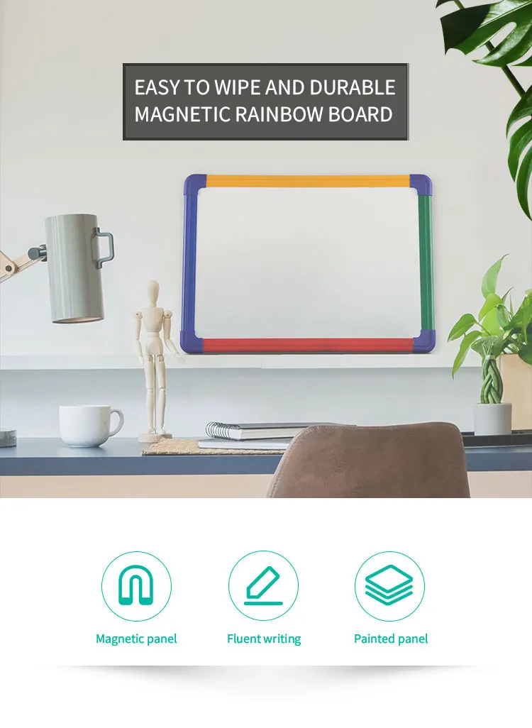 Color Frame Magnetic Dry Erase Board A4 White board Rainbow Frame Lap Board For School Classroom Teaching
