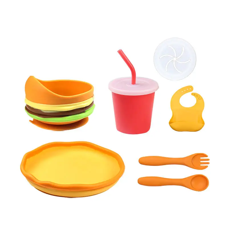 

Fast Food Series Silicone Baby Feeding Tableware Food Grade bpa Free Silicone Dinnerware Baby Bowl With Suction