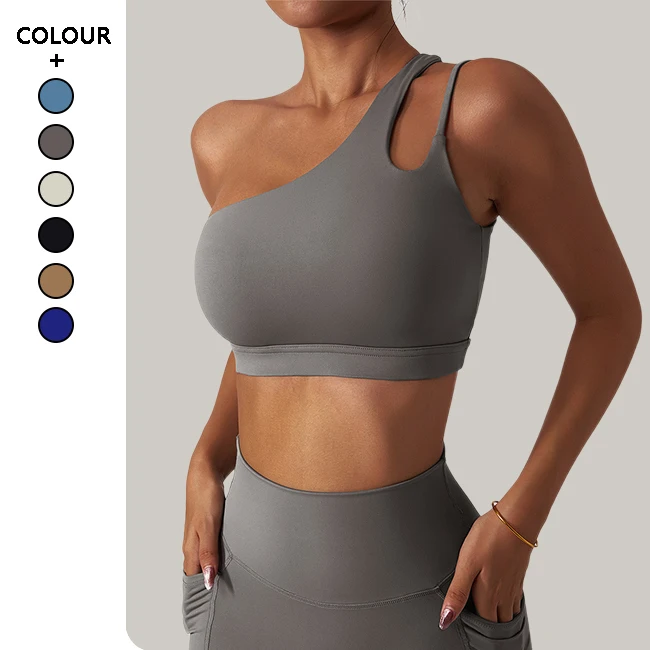 Women Sportwear One Shoulder Bra Yoga Clothes Sports Gym Underwear Fitness Workout Running Yoga Sets Customize Plus Sized Bras