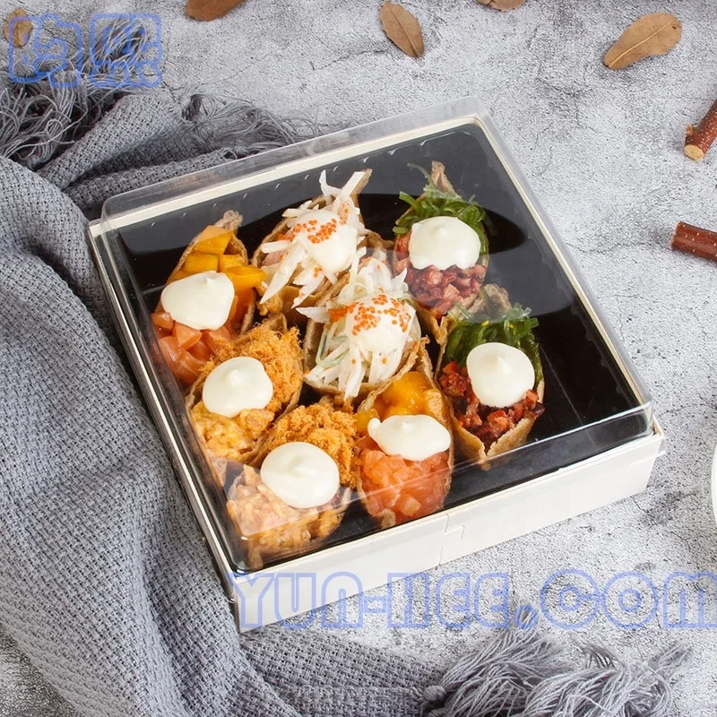 
Rectangle Disposable Water Proof and Liquid Proof Fixed Side Poplar Wood To-go Box with Lid 