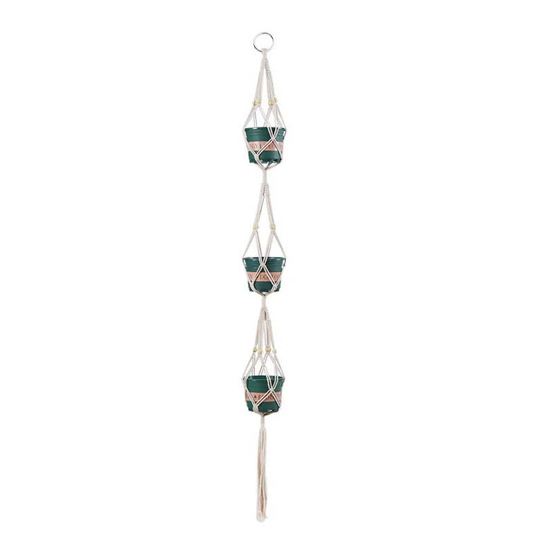 

AAA283 Home Ornament Garden Cotton Lifting Hanger Rope Flowerpot Basket Hanging Vintage Decor Macrame Knotted Plant Hanger, Multi colour