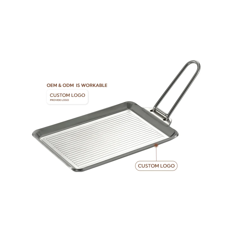 Campingmoon Outdoor Camping Picnic Kitchen Utensils Cookware Stainless Steel Fry Pan